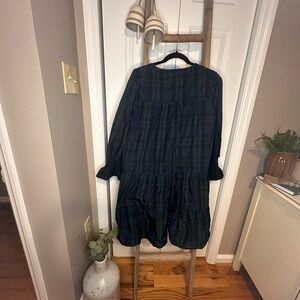 Chic Soul Navy and Green Plaid Tiered Dress